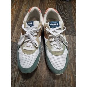 Diadora N.92 Mens Size 12 Sneakers White Teal Tan Coral Retro Shoes